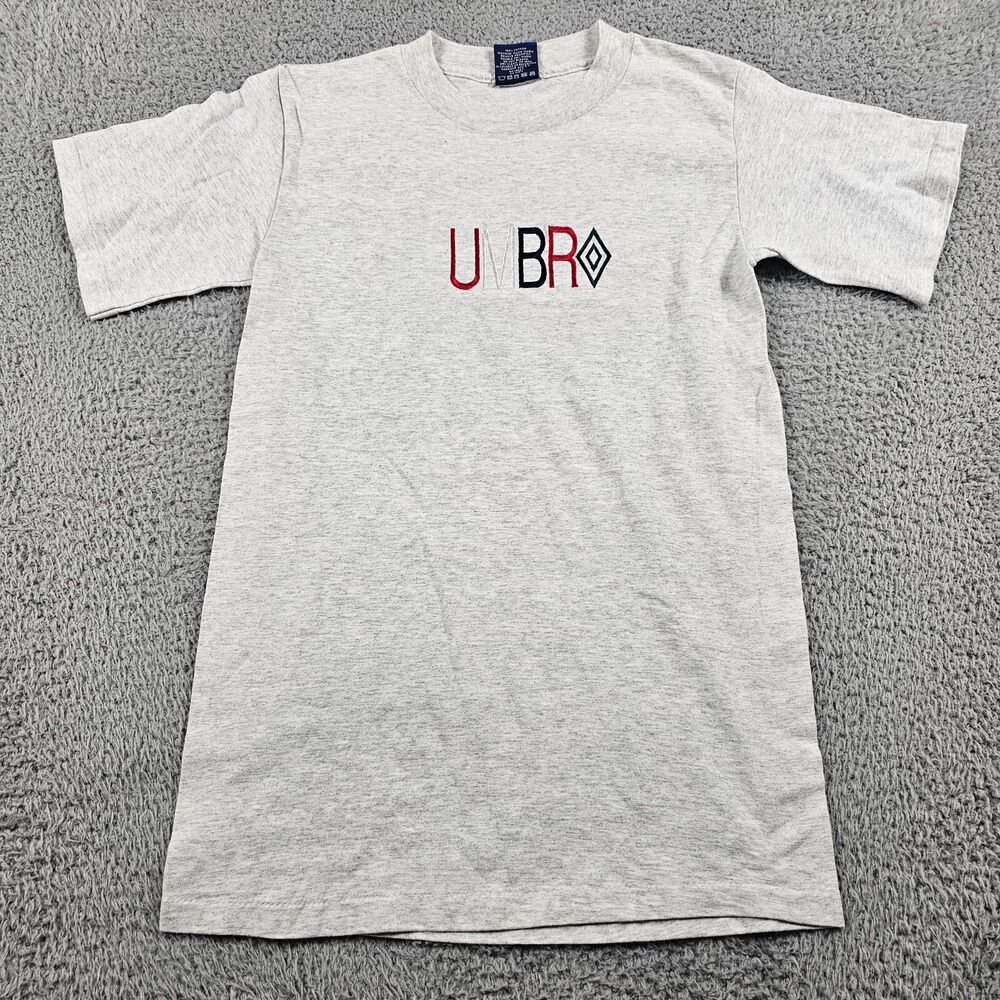 Vintage Umbro Shirt Mens Small Gray USA Made Single Stitch 90s Soccer Rugby